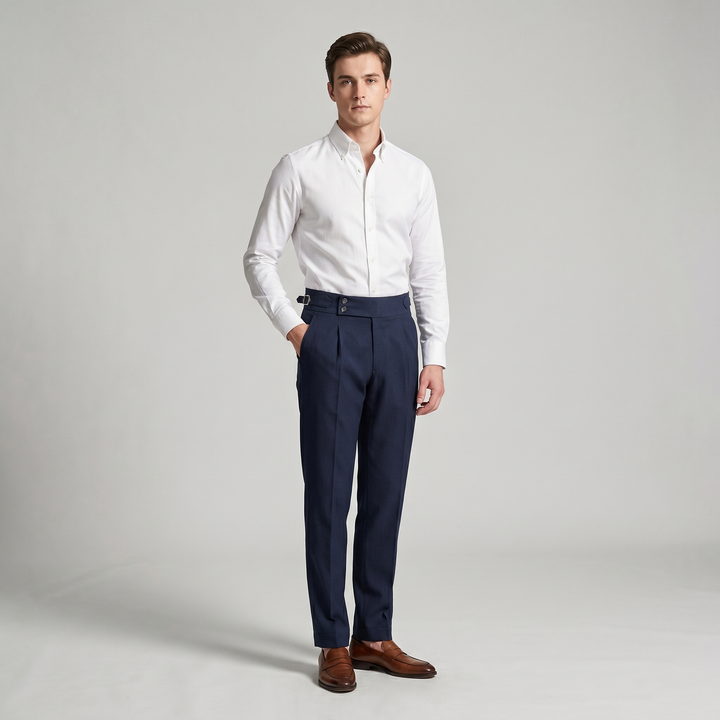Heren Broek met Dubbele Plooi - Elegant Taps Toelopend
