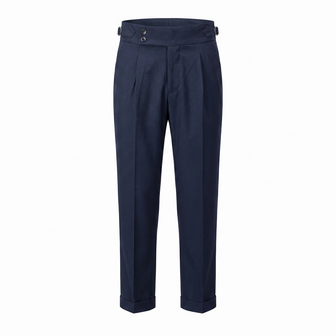 Heren Broek met Dubbele Plooi - Elegant Taps Toelopend
