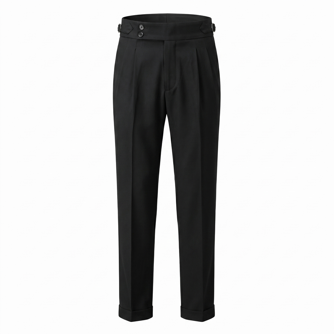 Heren Broek met Dubbele Plooi - Elegant Taps Toelopend
