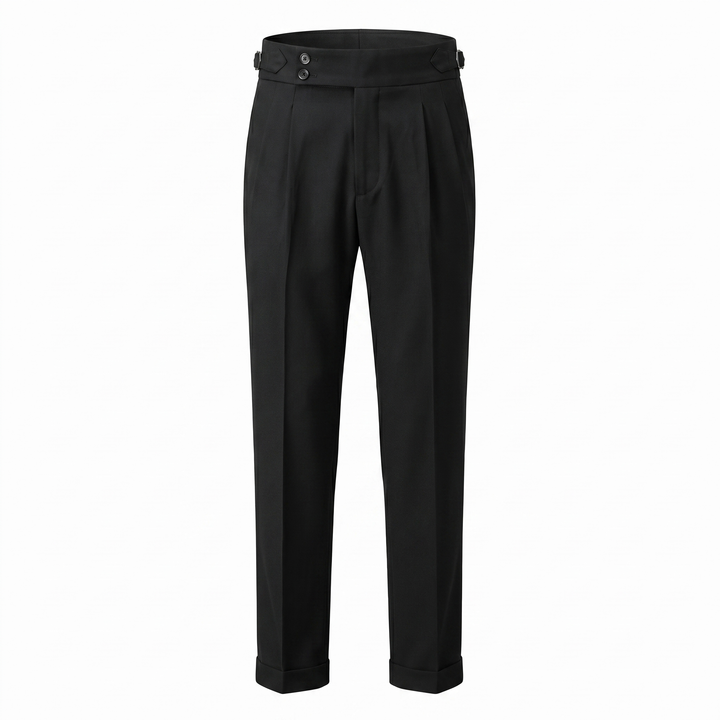 Heren Broek met Dubbele Plooi - Elegant Taps Toelopend