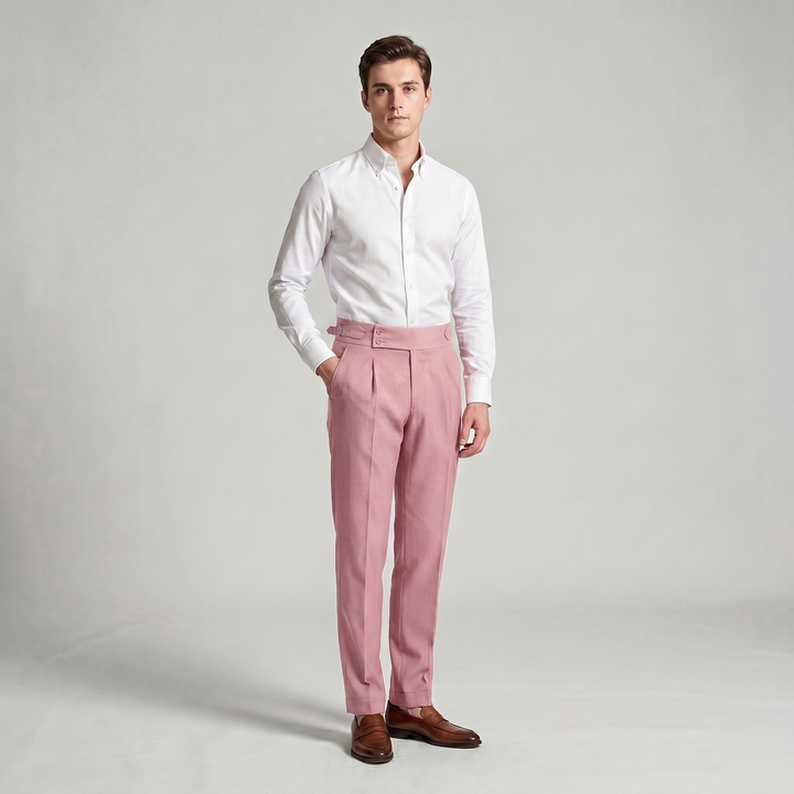 Heren Broek met Dubbele Plooi - Elegant Taps Toelopend