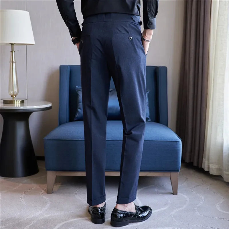 Heren Broek met Dubbele Plooi - Elegant Taps Toelopend