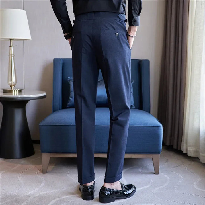 Heren Broek met Dubbele Plooi - Elegant Taps Toelopend