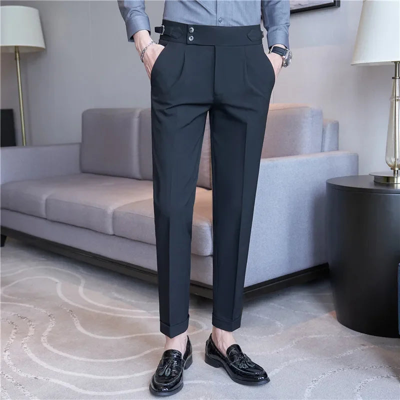 Heren Broek met Dubbele Plooi - Elegant Taps Toelopend