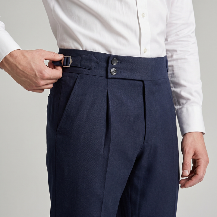 Heren Broek met Dubbele Plooi - Elegant Taps Toelopend