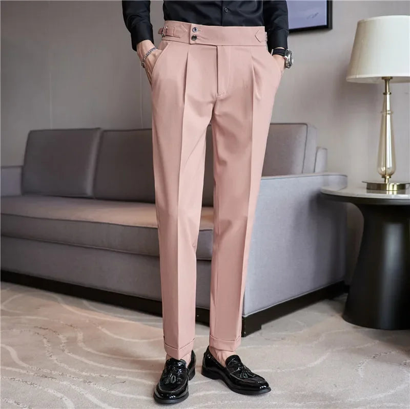 Heren Broek met Dubbele Plooi - Elegant Taps Toelopend