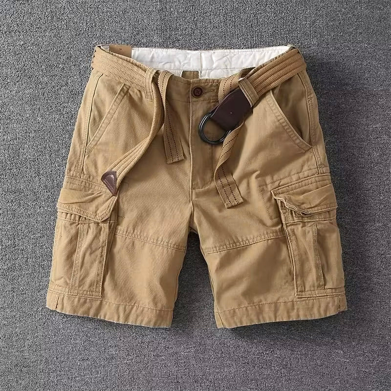 Heren Cargo Shorts met Zakken - Klassiek Design - Beige