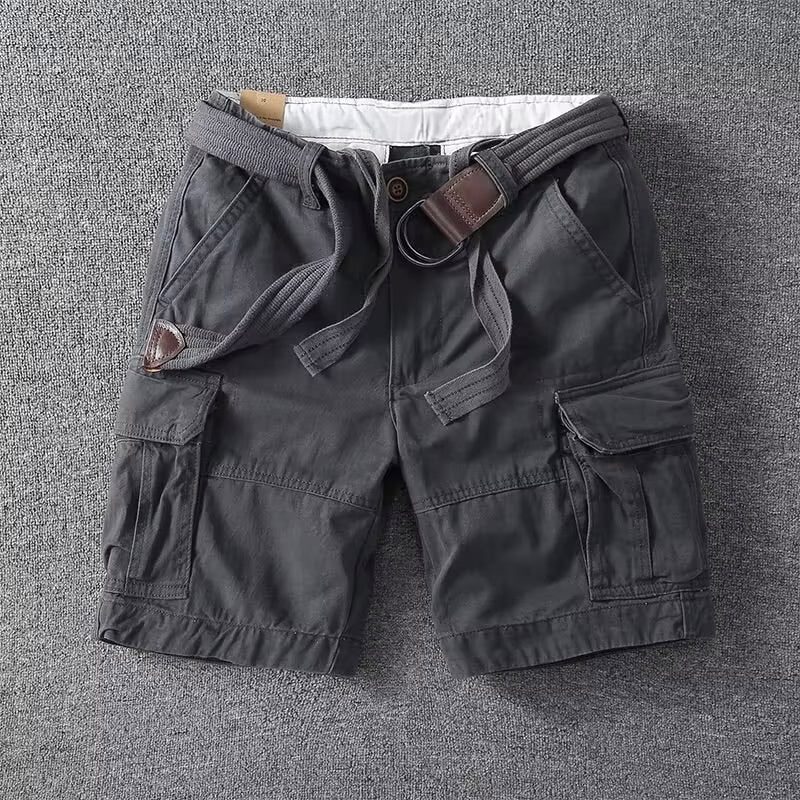 Heren Cargo Shorts met Zakken - Klassiek Design - Grijs