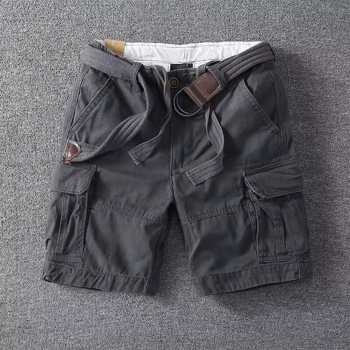 Heren Cargo Shorts met Zakken - Klassiek Design - Grijs