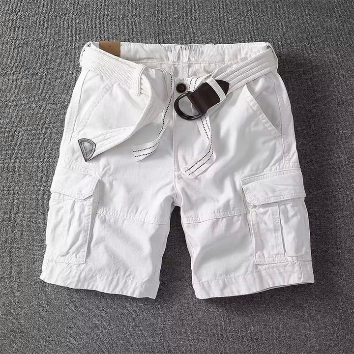 Heren Cargo Shorts met Zakken - Klassiek Design - Wit