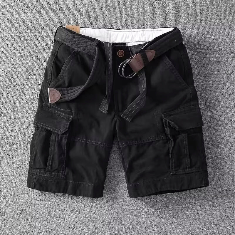 Heren Cargo Shorts met Zakken - Klassiek Design - Zwart