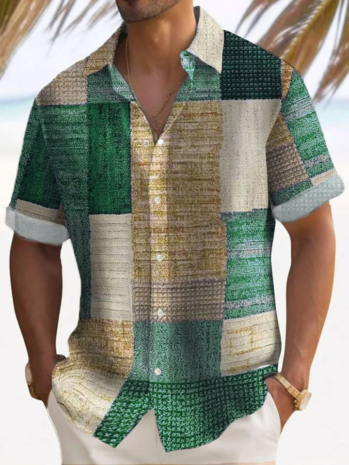 Heren Casual Overhemd met Knoppenrij - Klassieke Snit - Groen
