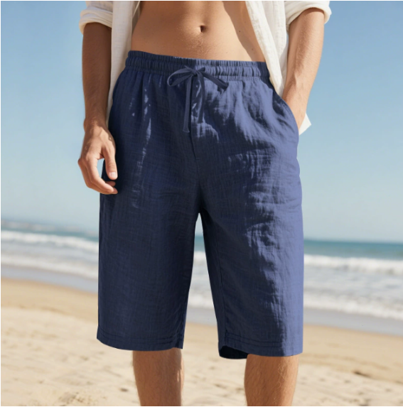 Heren Chino Shorts Knielengte - Elastische Taille - Marineblauw