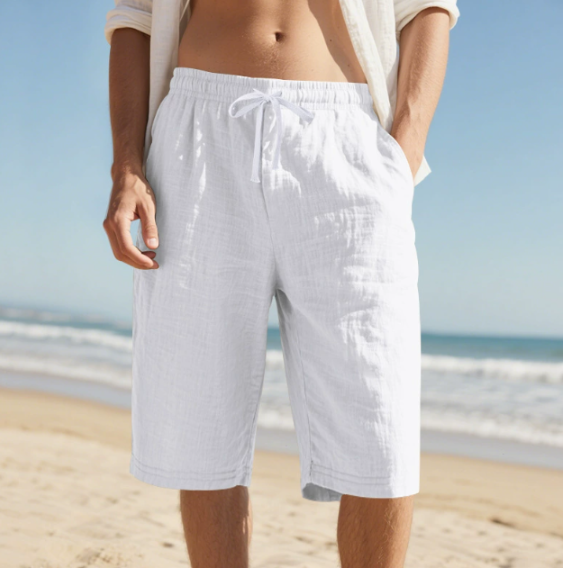 Heren Chino Shorts Knielengte - Elastische Taille - Wit