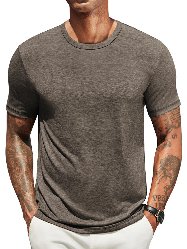 Heren Classic T-Shirt - Comfortabel Dagelijks Shirt - Bruin