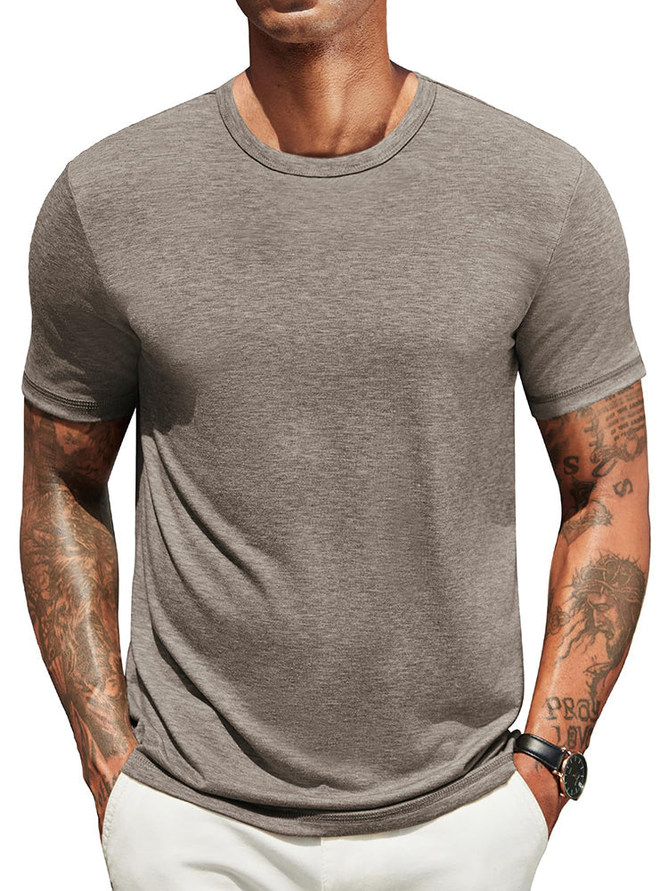 Heren Classic T-Shirt - Comfortabel Dagelijks Shirt - Donker Khaki