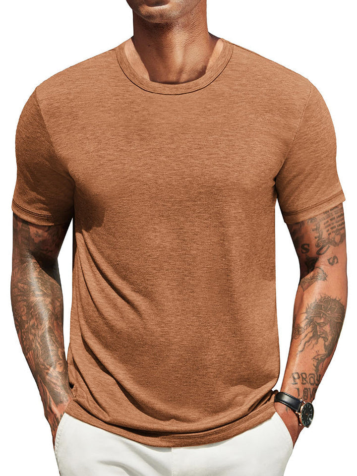 Heren Classic T-Shirt - Comfortabel Dagelijks Shirt - Karamel