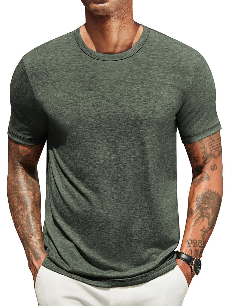 Heren Classic T-Shirt - Comfortabel Dagelijks Shirt - Legergroen