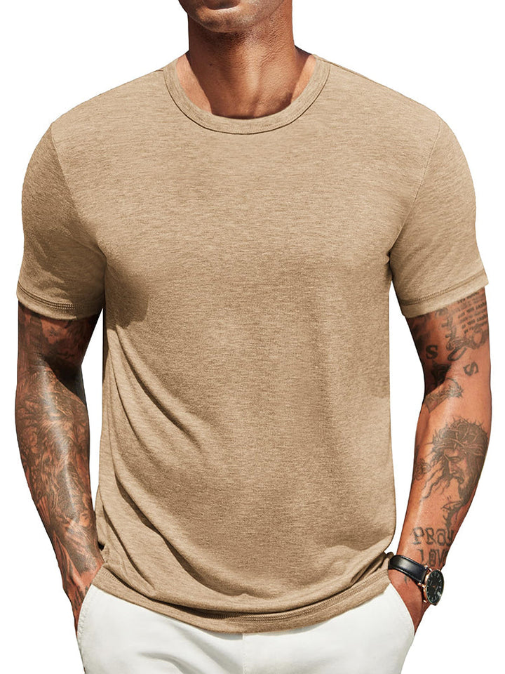 Heren Classic T-Shirt - Comfortabel Dagelijks Shirt - Lichtbeige