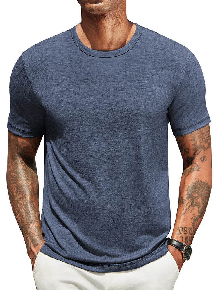 Heren Classic T-Shirt - Comfortabel Dagelijks Shirt - Marineblauw