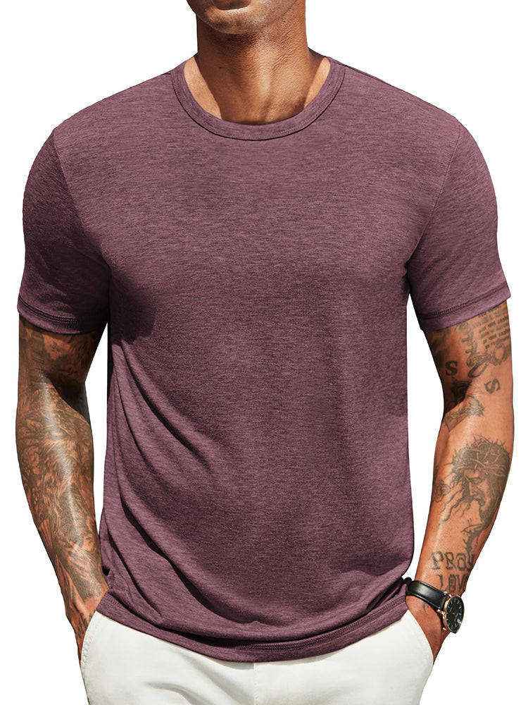 Heren Classic T-Shirt - Comfortabel Dagelijks Shirt - Wijnrood
