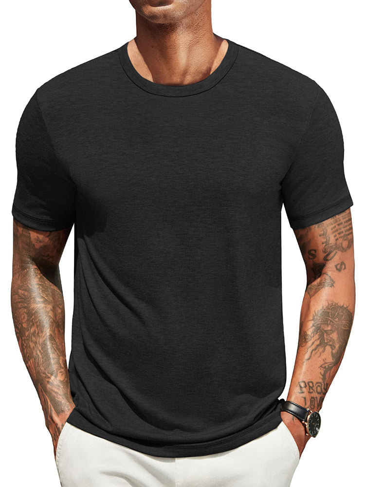 Heren Classic T-Shirt - Comfortabel Dagelijks Shirt - Zwart