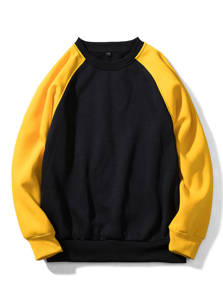 Heren Colorblock Raglan Sweatshirt in geel/zwart, Casual Relaxed Fit