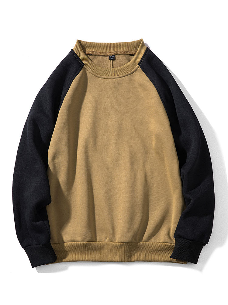 Heren Colorblock Raglan Sweatshirt in khaki, Casual Relaxed Fit