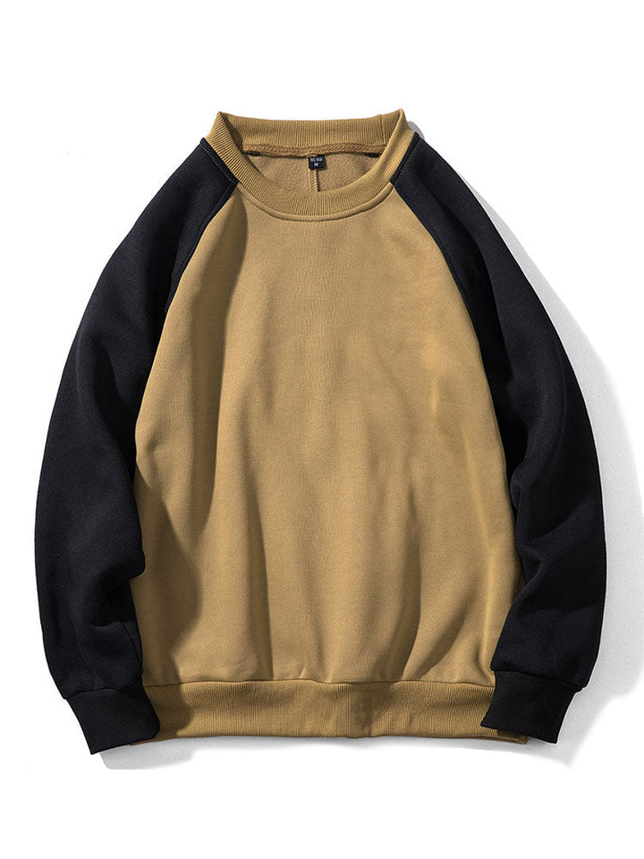 Heren Colorblock Raglan Sweatshirt in khaki, Casual Relaxed Fit
