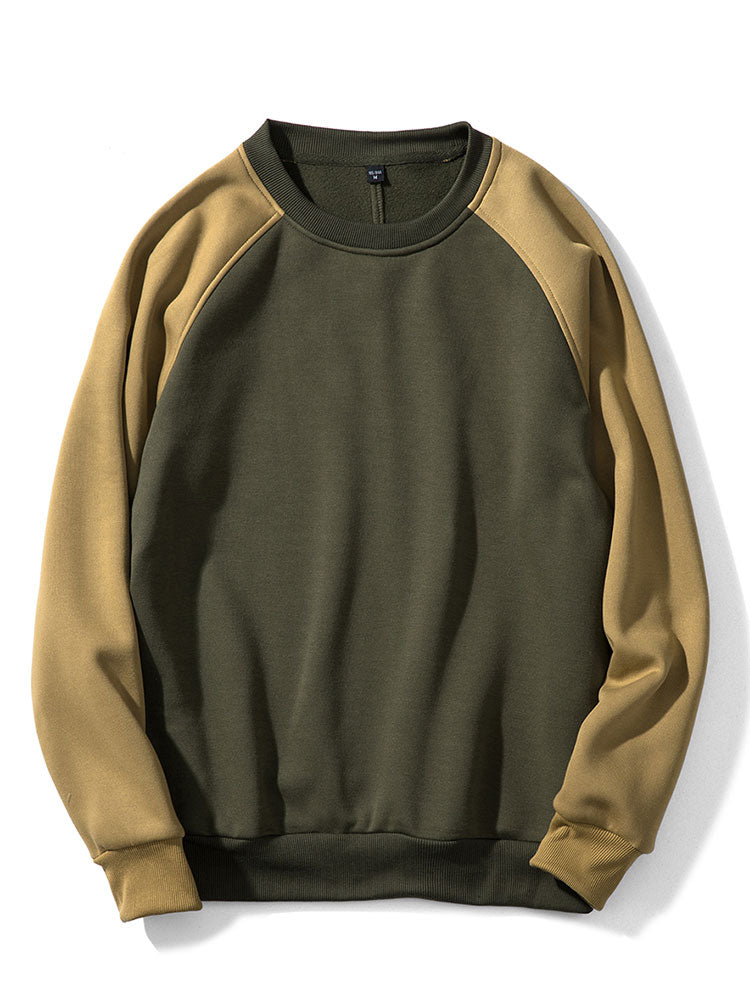 Heren Colorblock Raglan Sweatshirt in olijfgroen, Casual Relaxed Fit