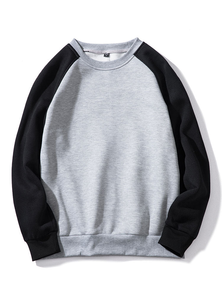 Heren Colorblock Raglan Sweatshirt in zwart/grijs, Casual Relaxed Fit