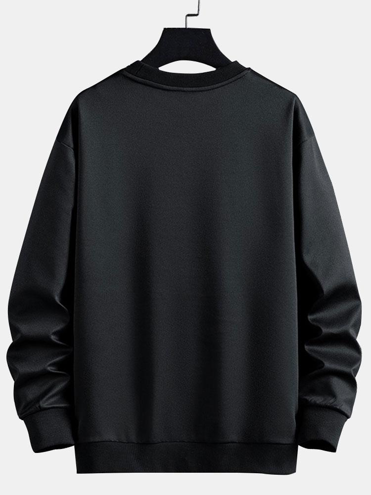 Heren Colorblock Sweatshirt met Gebogen Panelen - Relaxed Fit