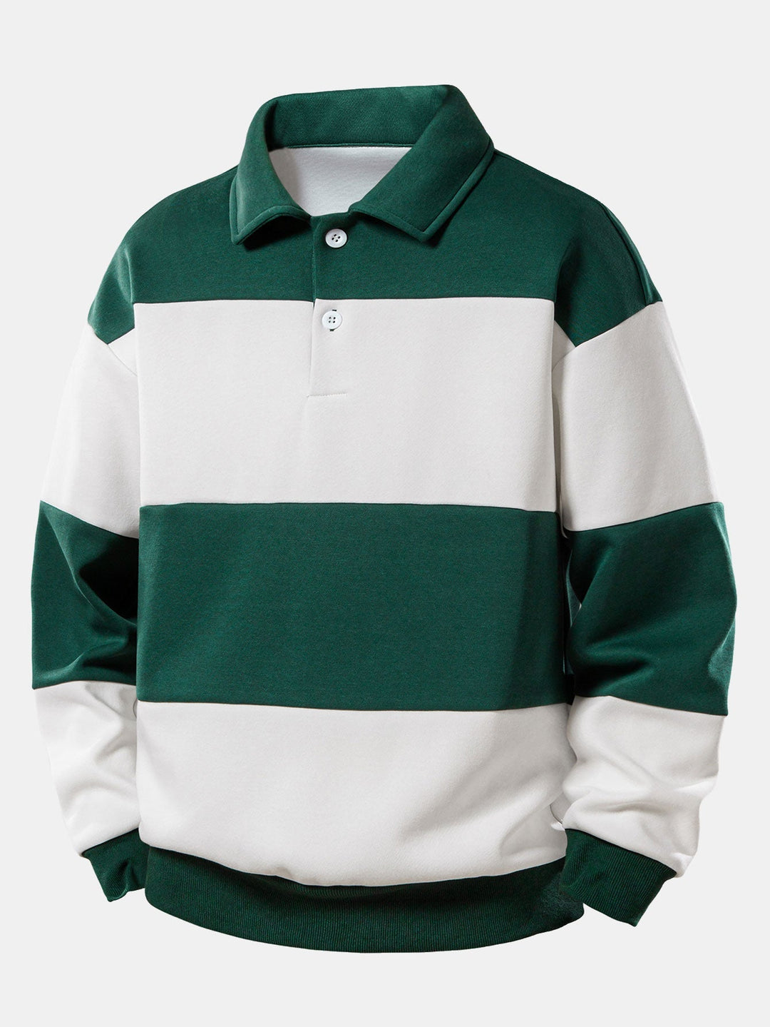 Heren Colour Block Polokraag Sweatshirt in donkergroen, Relaxed Fit
