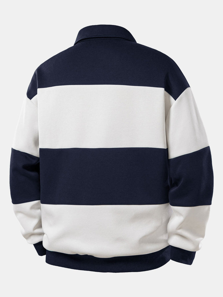 Heren Colour Block Polokraag Sweatshirt - Relaxed Fit