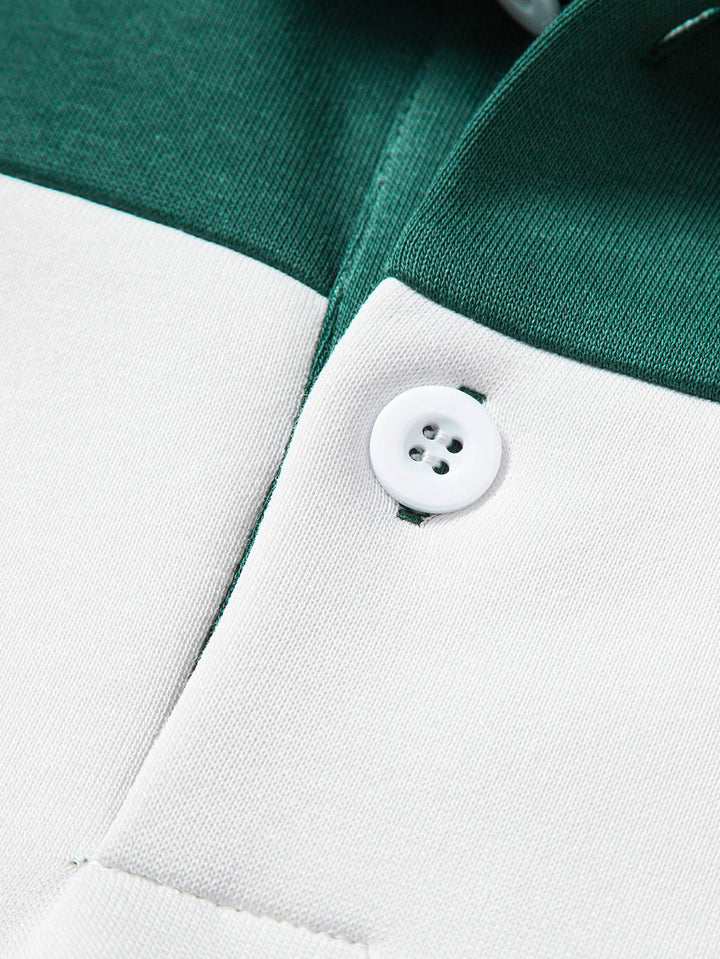 Heren Colour Block Polokraag Sweatshirt - Relaxed Fit