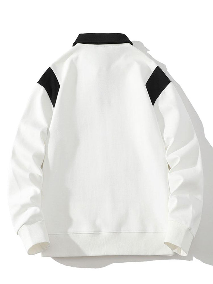 Heren Contrast Polokraag Sweatshirt - Relaxed Fit