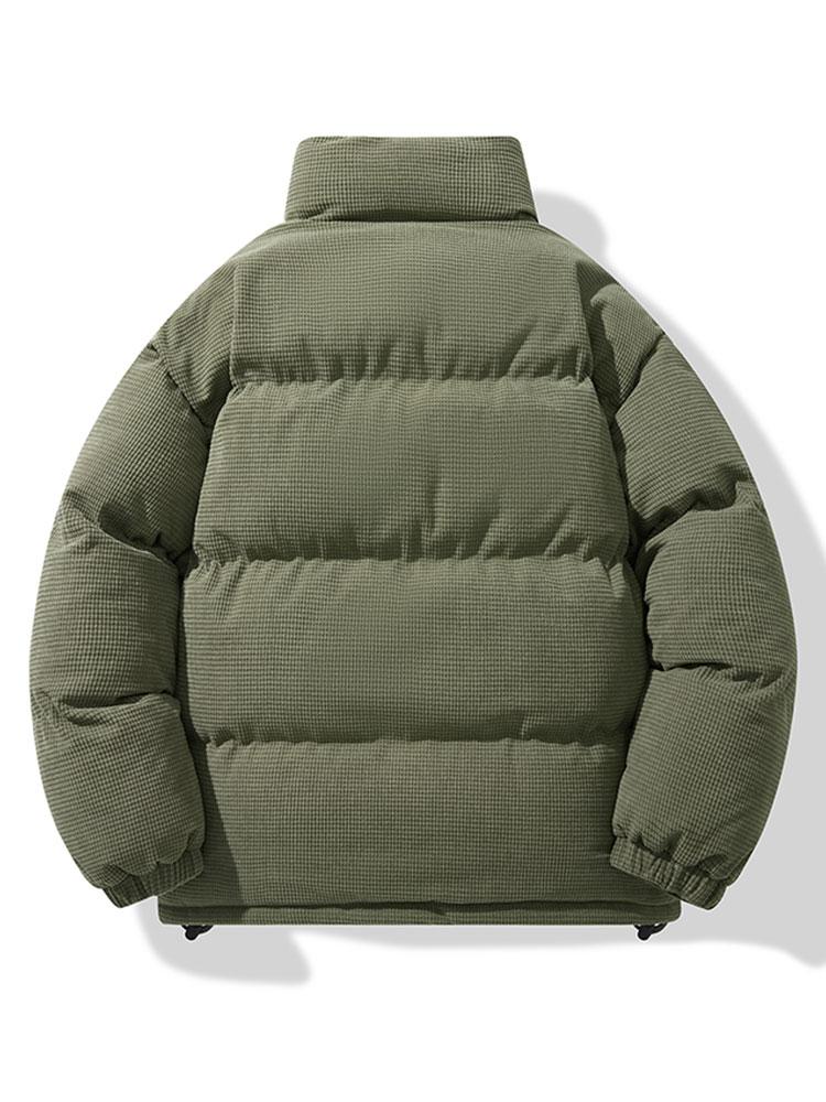 Heren Corduroy Puffer Jacket - Winterjas met Staande Kraag