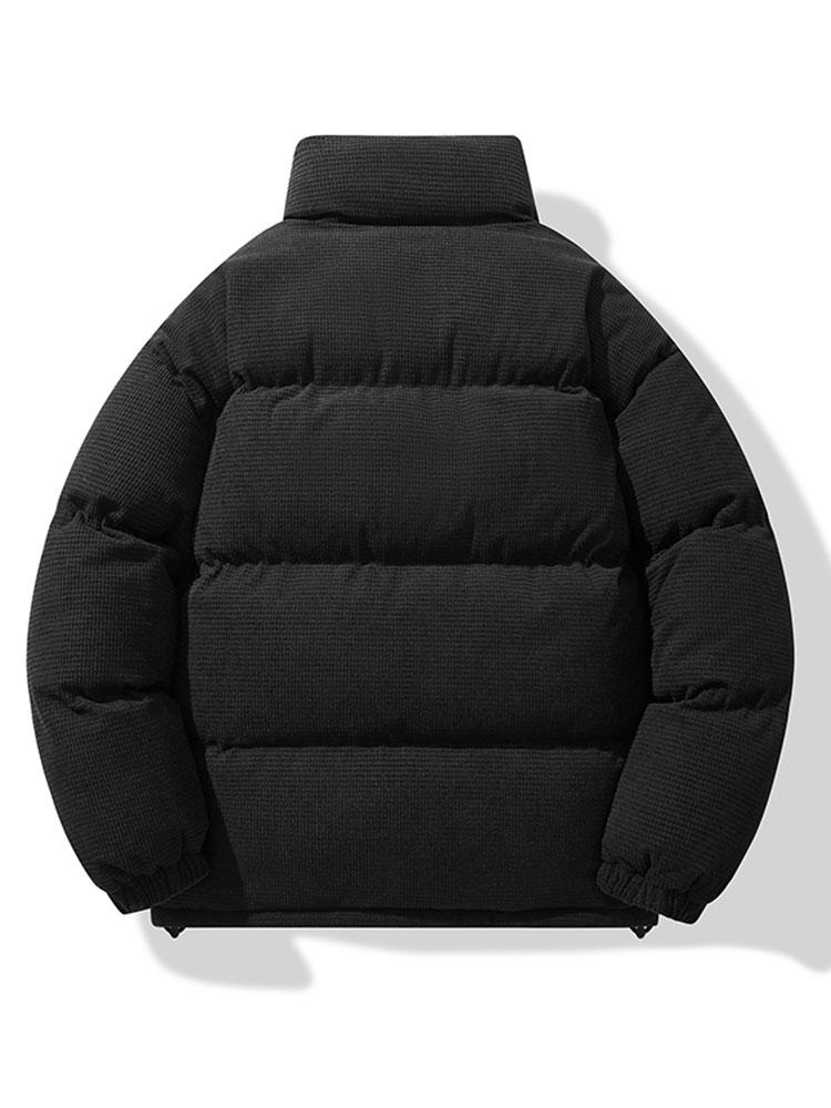 Heren Corduroy Puffer Jacket - Winterjas met Staande Kraag