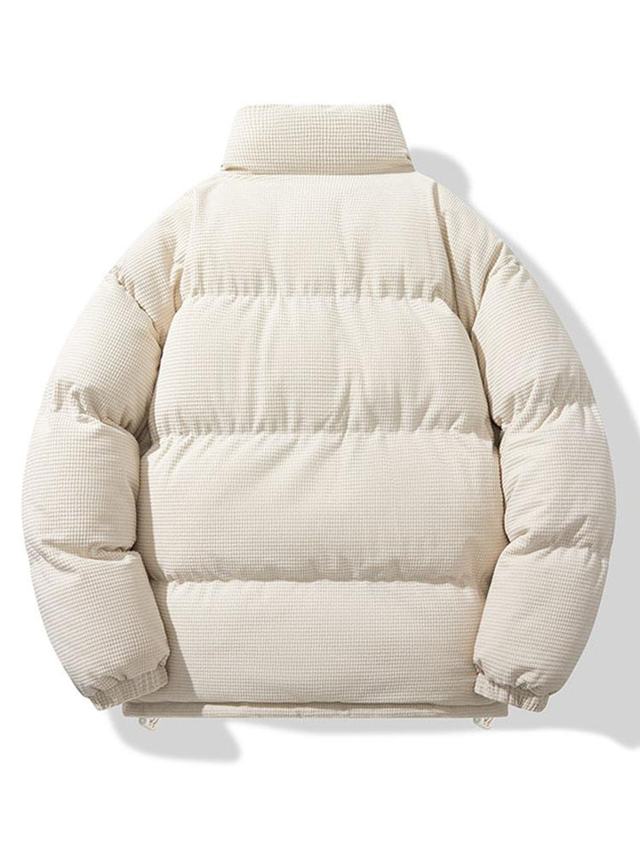 Heren Corduroy Puffer Jacket - Winterjas met Staande Kraag