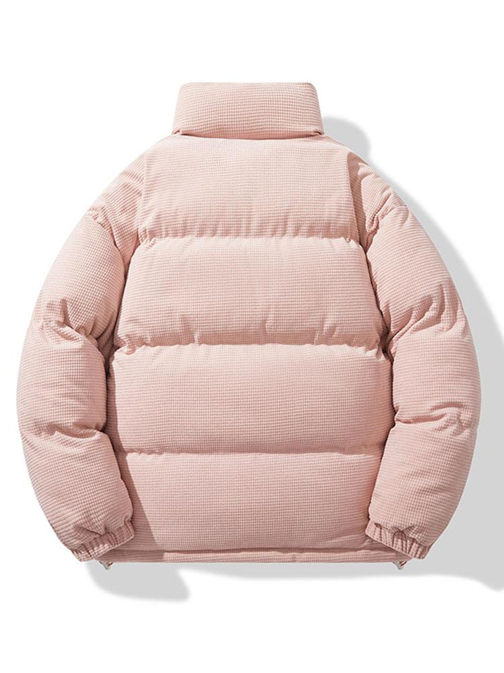 Heren Corduroy Puffer Jacket - Winterjas met Staande Kraag