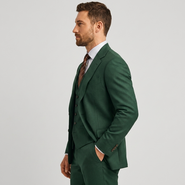 Heren driedelig pak met gilet - klassieke snit