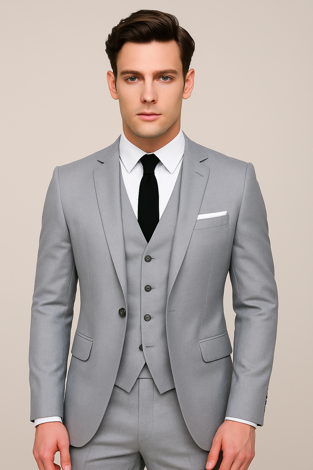 Heren driedelig pak - Slim fit smoking - Grijs