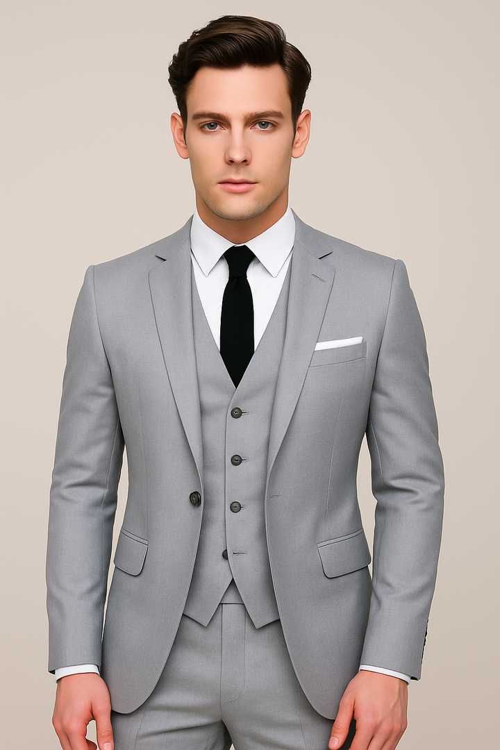 Heren driedelig pak - Slim fit smoking - Grijs