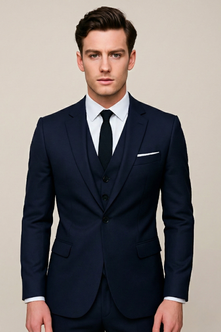 Heren driedelig pak - Slim fit smoking - Marineblauw