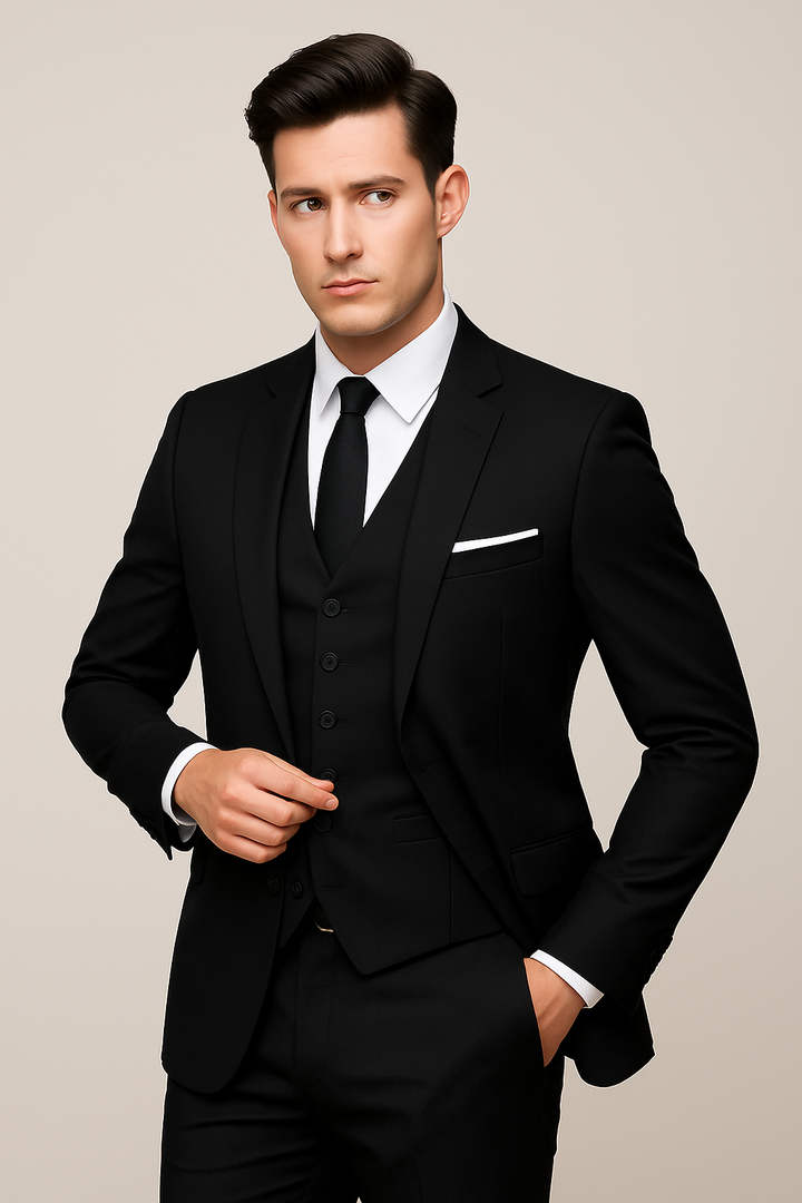 Heren driedelig pak - Slim fit smoking - Zwart