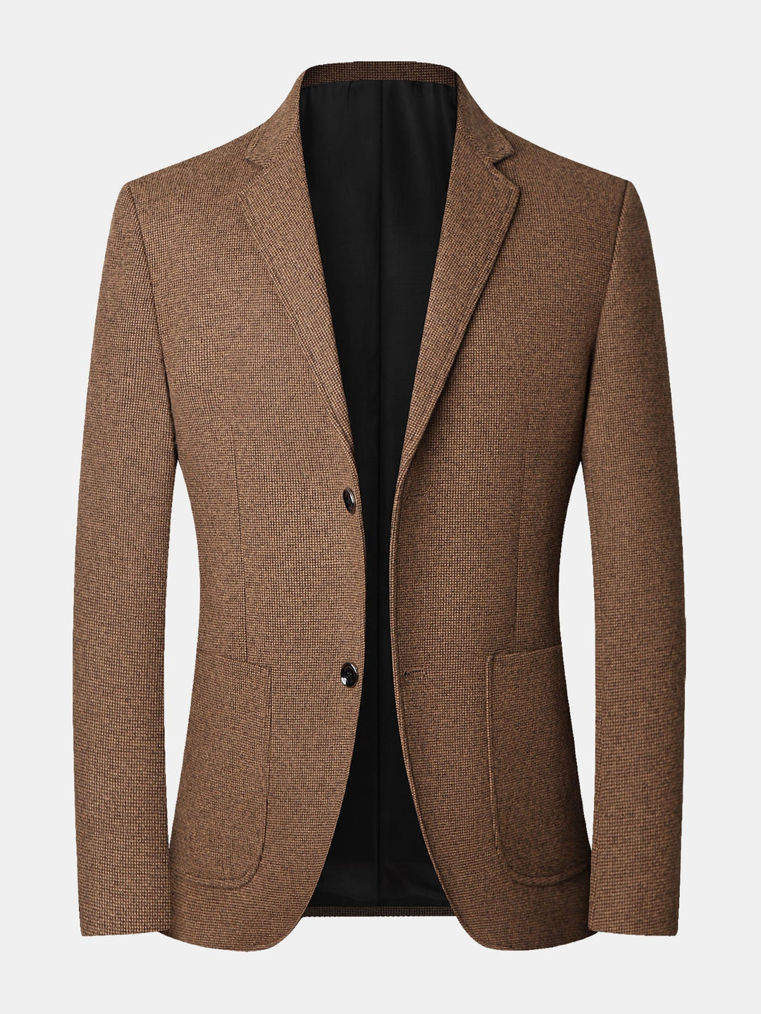 Heren Fijne Ruitblazer met Gekerfde Revers – Klassieke Snit - Bruin