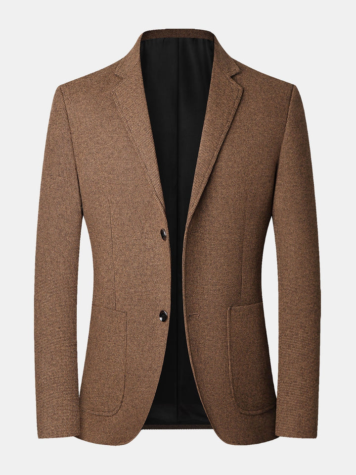Heren Fijne Ruitblazer met Gekerfde Revers – Klassieke Snit - Bruin