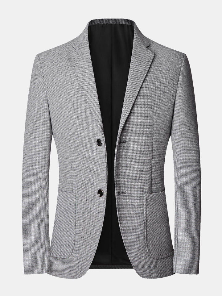 Heren Fijne Ruitblazer met Gekerfde Revers – Klassieke Snit - Grijs