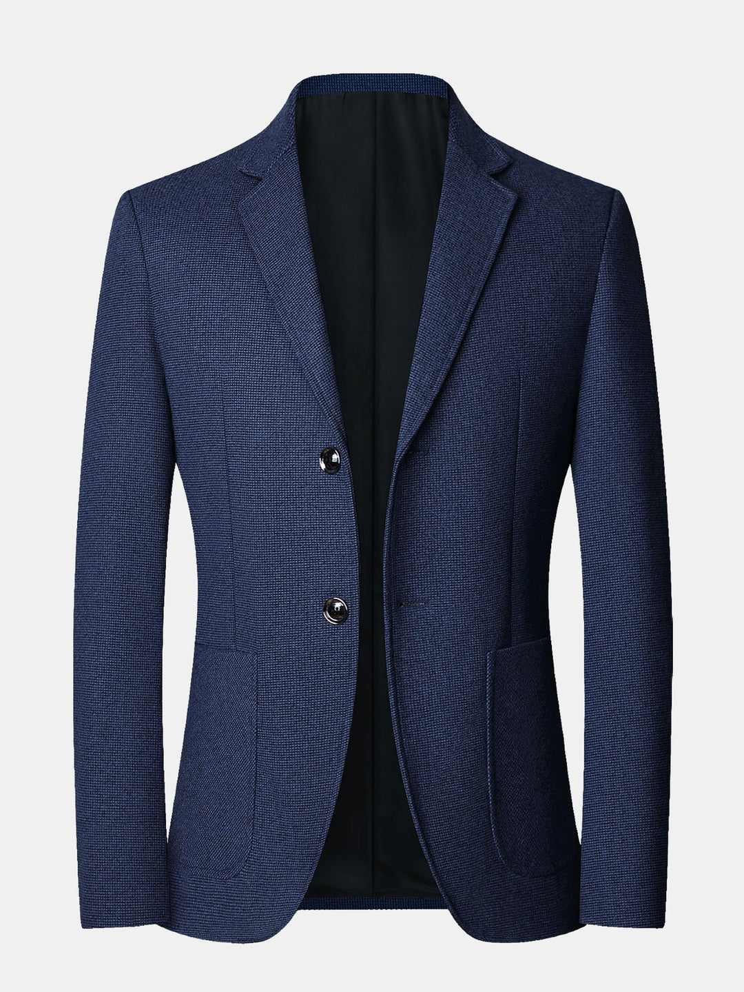 Heren Fijne Ruitblazer met Gekerfde Revers – Klassieke Snit - Marineblauw