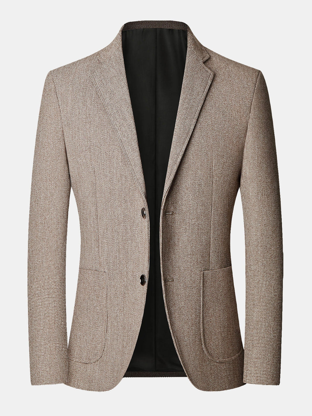 Heren Fijne Ruitblazer met Gekerfde Revers – Klassieke Snit - Taupe